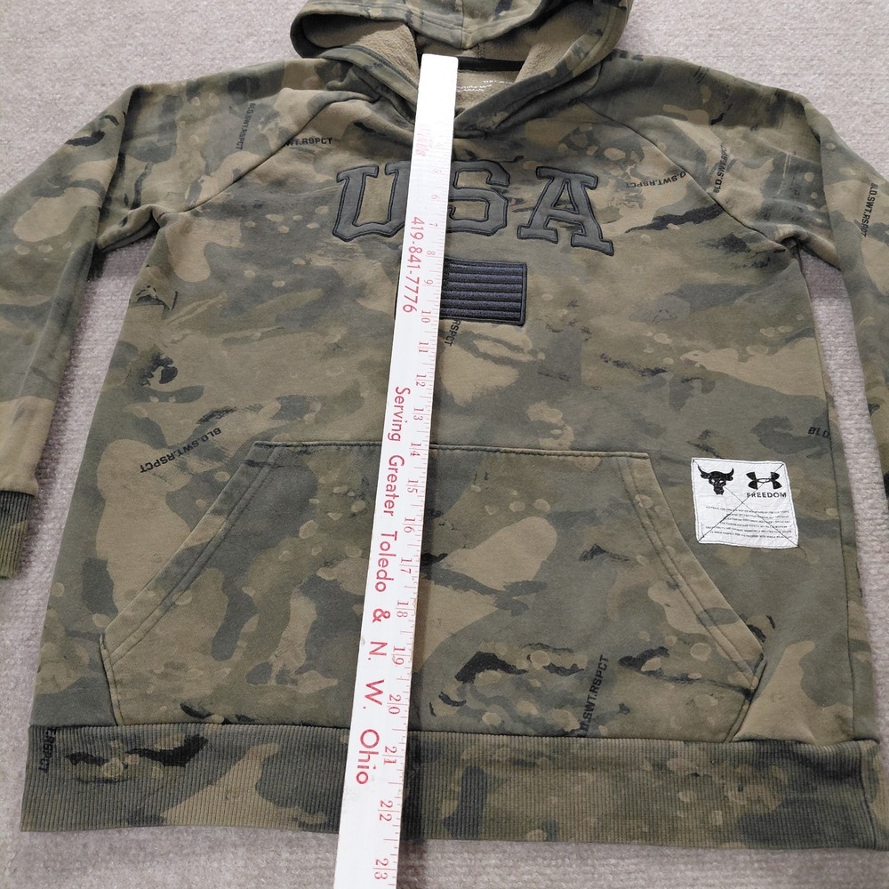 Under Armour Youth Boys L Project Rock Feedom Hoodie Camo Green USA Sweatshirt - Picture 4 of 9